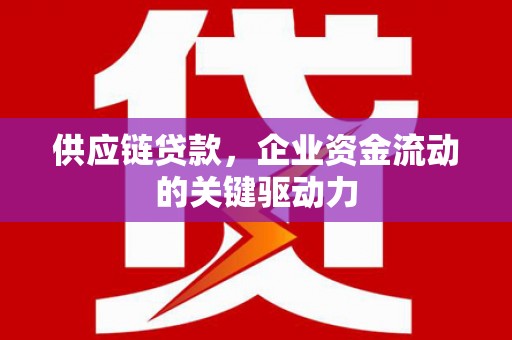 山南供应链贷款，企业资金流动的关键驱动力