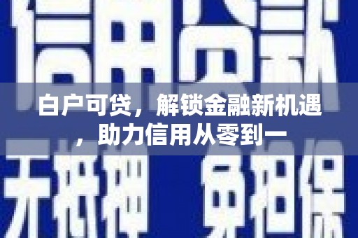 岭东白户可贷，解锁金融新机遇，助力信用从零到一