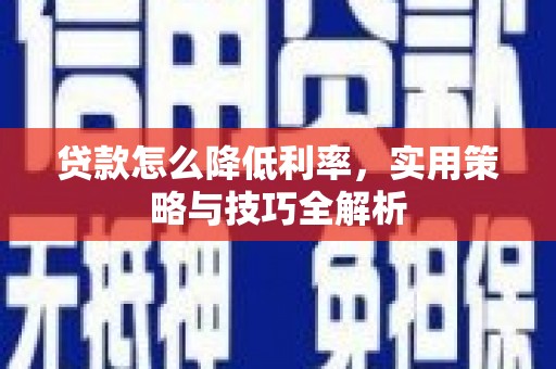 施秉贷款怎么降低利率，实用策略与技巧全解析