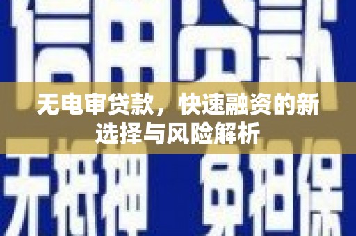灵台无电审贷款，快速融资的新选择与风险解析