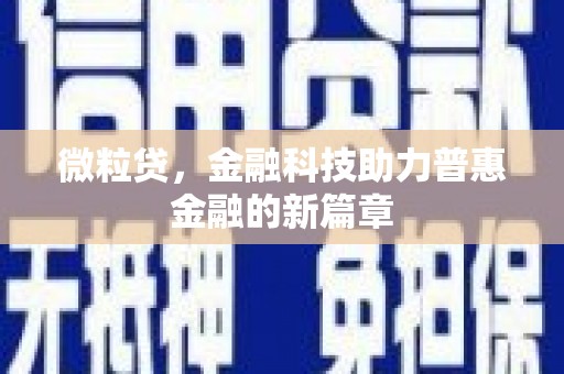 启东微粒贷，金融科技助力普惠金融的新篇章
