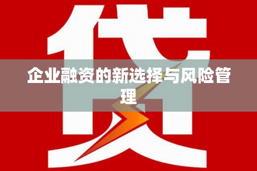 东台企业融资的新选择与风险管理
